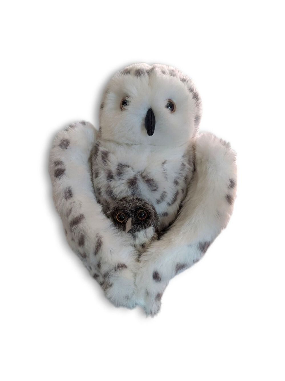 Folkmanis Puppets • Snowy Owl Hand Puppet & Mini Spotted Owl Baby Finger Puppet